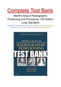 Merrill's Atlas of Radiographic Positioning and Procedures 13th Edition Long Test Bank