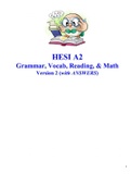 HESI A2   Grammar, Vocab, Reading, & Math  Version 2 ( ​ h ANSWERS ​ )