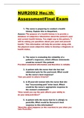 NUR2092 HEALTH ASSESSMENTFINAL EXAM. LATEST OVER 100 QUESTIONSWITH 100% CORRECT ANSWERS