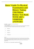 Bates’ Guide To Physical Examination and History Taking 13th Edition Bickley Test Bank WITH 100% VERIFIED ANSWERS 