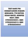 Test Bank for Understanding Nursing Research, 7th Edition, Susan Grove, Jennifer Gray, ISBN: 9780323532051