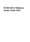PUBH 6011 Midterm Study Guide (REVISED & CORRECT) Answers 2022.