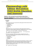 Pharmacology 10th Edition McCuistion TEST BANK (Question And Answers)