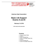 Basic Life Support Exam A & B complete questions and answers Updated 2022