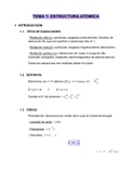 Resumen Química Tema 1, Estructura Atómica