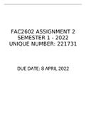 FAC2602 ASSIGNMENT 2 SEMESTER 1 - 2022