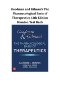 Goodman and Gilman’s The Pharmacological Basis of Therapeutics 13th Edition Brunton Test Bank