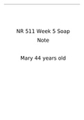   NR 511 Week 5 Soap Note  Mary 44 years old  