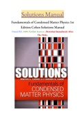 Fundamentals of Condensed Matter Physics 1st Edition Cohen Solutions Manual  Download Immediately After The Order.