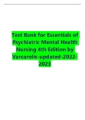 Test Bank for Essentials of Psychiatric Mental Health Nursing 4th Edition by Varcarolis-updated-2022-2023