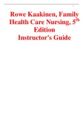 Rowe Kaakinen, Family Health Care Nursing, 5th Edition Test Bank (Instructor's Guide)