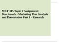 Marketing Plan Analysis and Presentation  | MKT 315 Topic 2 Assignment; Benchmark - Marketing Plan Analysis and Presentation Part 1 - Research