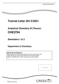 CHE3704 ANALYTICAL CHEMISTRY 2021 TUTORIAL LETTER 201