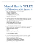 Mental Health NCLEX (287 Questions with Answers)