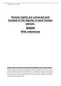 Essay HRV1601 - Human Rights are universal and housed in the dignity of each human person (hrv1601) 