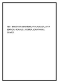 Test Bank for Abnormal Psychology, 10th Edition, Ronald J. Comer, Jonathan S. Comer inclusive Essays.