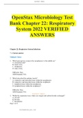 OpenStax Microbiology Test Bank Chapter 22: Respiratory System 2022 VERIFIED ANSWERS 