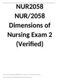NUR 2058 Dimensions Of Nursing Exam 2 (Verified).