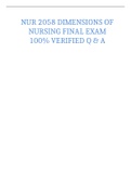 NUR 2058 Dimensions of Nursing Final Exam 100% Verified Q & A.