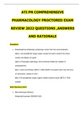 ATI PN COMPREHENSIVE PHARMACOLOGY PROCTORED EXAM REVIEW 2022 QUESTIONS ,ANSWERS AND RATIONALE