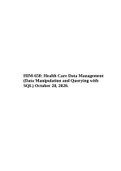 HIM650 Health Care Data Management (Data Manipulation and Querying with SQL) October 28, 2020.