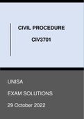 2022 OCTOBER  EXAM SOLUTIONS - Civil Procedure (CIV3701) 
