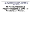 ATI PN COMPREHENSIVE PREDICTOR 2020 REAL EXAM 180 Questions And Answers. LATEST UPDATE  BEST REVIEW