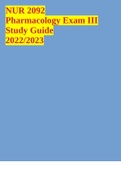 NUR 2092 Pharmacology Exam III Study Guide 2022/2023