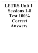 LETRS Unit 1 Sessions 1-8 Test 100% Correct Answers