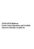 NURS 6670 - Psychiatric Mental Health Nurse Practitioner Role II: Adults And Older Adults Midterm Exam Latest-Questions and Verified Answers (Already Graded A).
