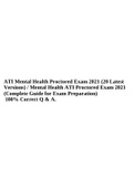 ATI Mental Health Proctored Exam 2021 (20 Latest Versions) / Mental Health ATI Proctored Exam 2021 (Complete Guide for Exam Preparation) 100% Correct Q & A.