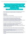 Final Exam Advanced Pathophysiology (NEW HESI EXAM BASIC TEST FOR FINAL EXAM UPDATE QUESTIONS AND ANSWERS 2022)  Maryville University Of St. Louis