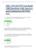 2022- NCLEX-PN Test-Bank (200 Questions with Answers and Explanation) RATED A++