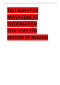 TEST BANK FOR MANAGEMENT INFORMATION SYSYTEMS 9TH EDITION 2024 LATEST UPDATE BY BIDGOLI.