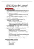 HD Environmental Law and Economics Study Notes - CVEN3701 - UNSW