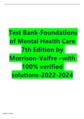 Test Bank-Foundations of Mental Health Care 7th Edition by Morrison-Valfre – with 100% verified solutions-2022-2024