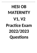  HESI OB MATERNITY V1, V2 Practice Exam 2022-2023 Questions.