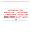 NR 509 EXAM NEUROLOGY – QUESTION AND ANSWERS WITH  EXPLANATIONS 2022 LATEST UPDATE  | RATED A+