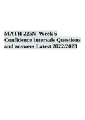 MATH 225N Week 6 Exam Confidence Intervals Questions and answers Latest 2022/2023