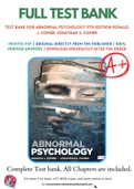 Test Bank For Abnormal Psychology 11th Edition by Ronald J. Comer; Jonathan S. Comer 9781319190729 Chapter 1-18 Complete Guide.