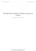 HESI MED SURG VERSION 1 2020 , 2021 Questions & Answers