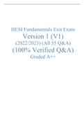 HESI Fundamentals Exit Exam Version 1 (V1) (2023) (All 55 Q&A) (100% Verified Q&A) Graded A++