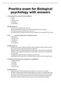Practice questions for Biological psychology (with explanations)