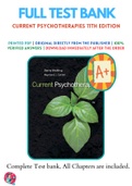 Test Banks For Current Psychotherapies 11th Edition by Danny Wedding; Raymond J. Corsini, 9781305865754, Chapter 1-16 Complete Guide