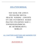 TEST BANK FOR LEWIS'S PSYCHIATRIC MENTAL HEALTH NURSING CONCEPTS OF CARE IN
