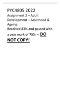 PYC4805 2022 Assignment 2 – Adult Development – Adulthood & Ageing