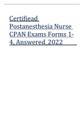 Certifiead  Postanesthesia Nurse  CPAN Exams Forms 1- 4, Answered_2022