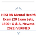 HESI RN Mental Health Exam (20 Exam Sets, 1500+ Q & A, Newest-2023) VERIFIED 