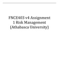 FNCE403 v4 Assignment 1 Risk Management (Athabasca University)