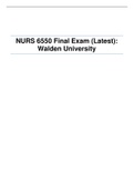 NURS 6550 Final Exam (Latest): Walden University